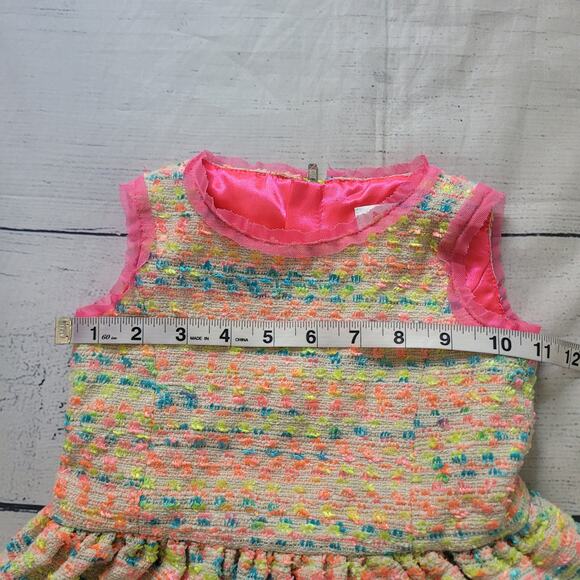 Milly Minis Size 2 Neon Confetti Knit Dress Kids Party Bright Colorful - Picture 4 of 7
